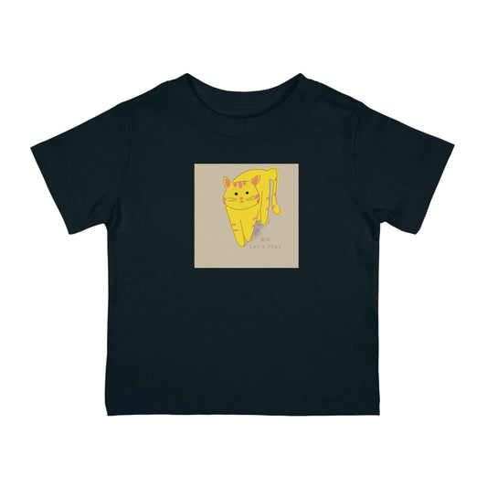 Cute Cat Infant Jersey Tee - 'Let's Play' Graphic
