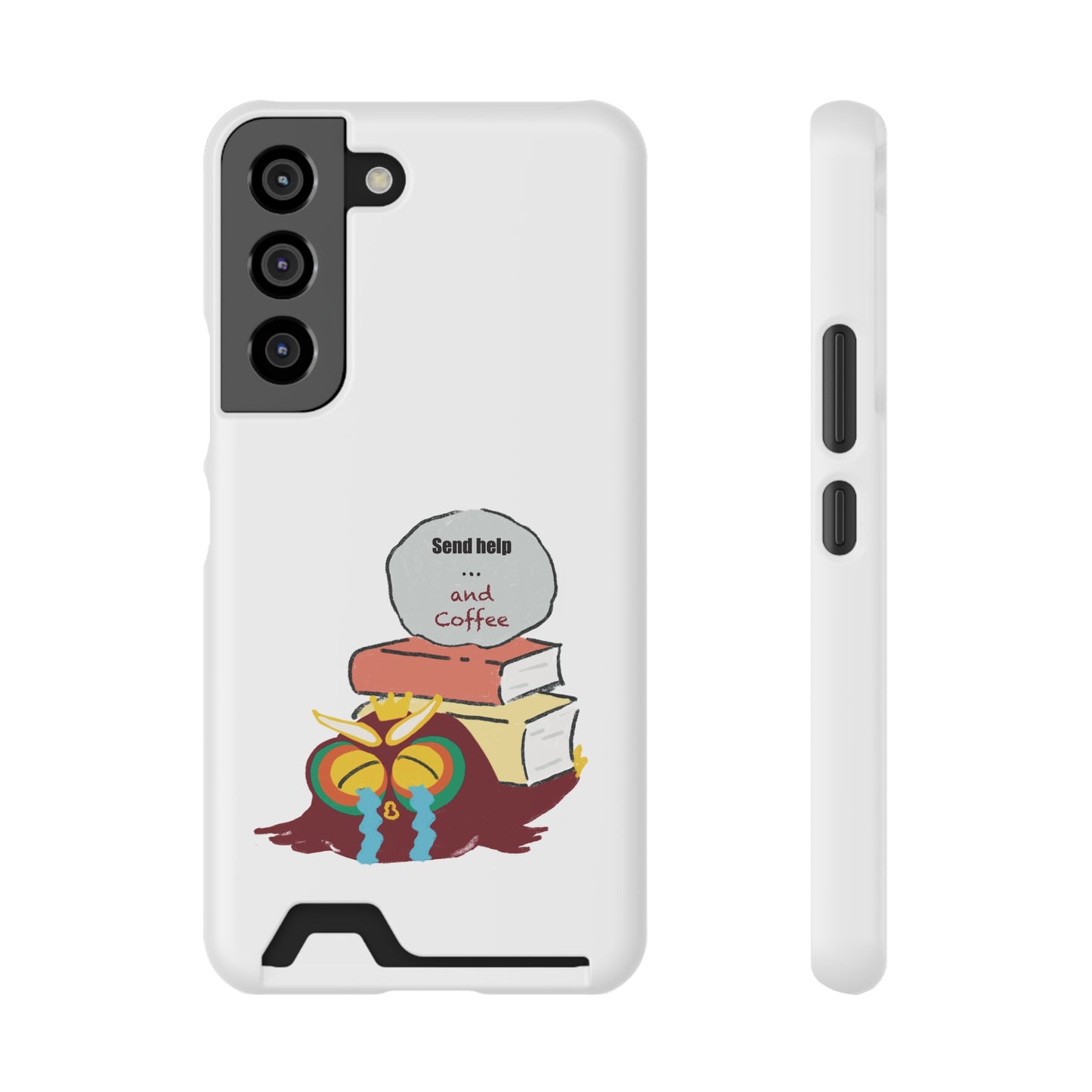 Coffee & Books Phone Case with Card Holder | Send Help, Perfect Gift for Book Lovers, Coffee Enthusiasts, Home Office Decor, Holiday Gifts