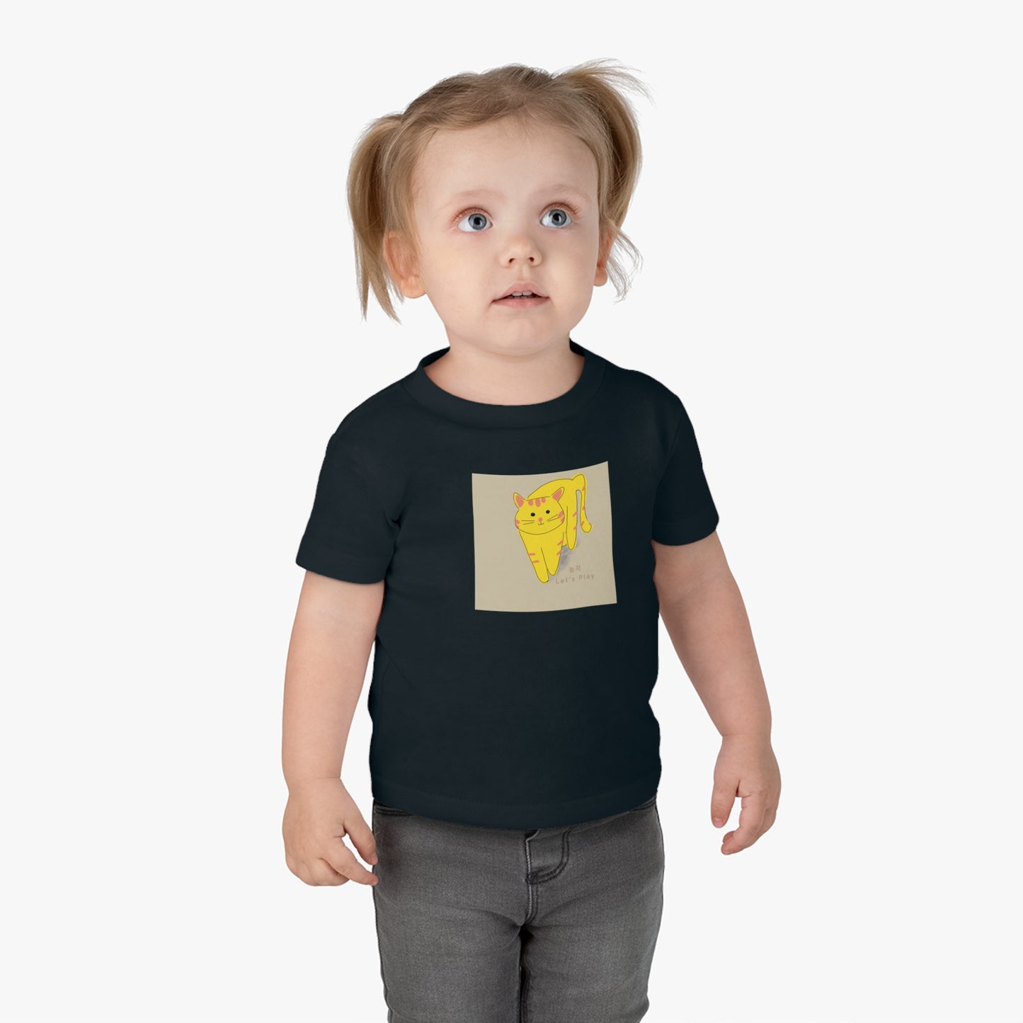 Cute Cat Infant Jersey Tee - 'Let's Play' Graphic