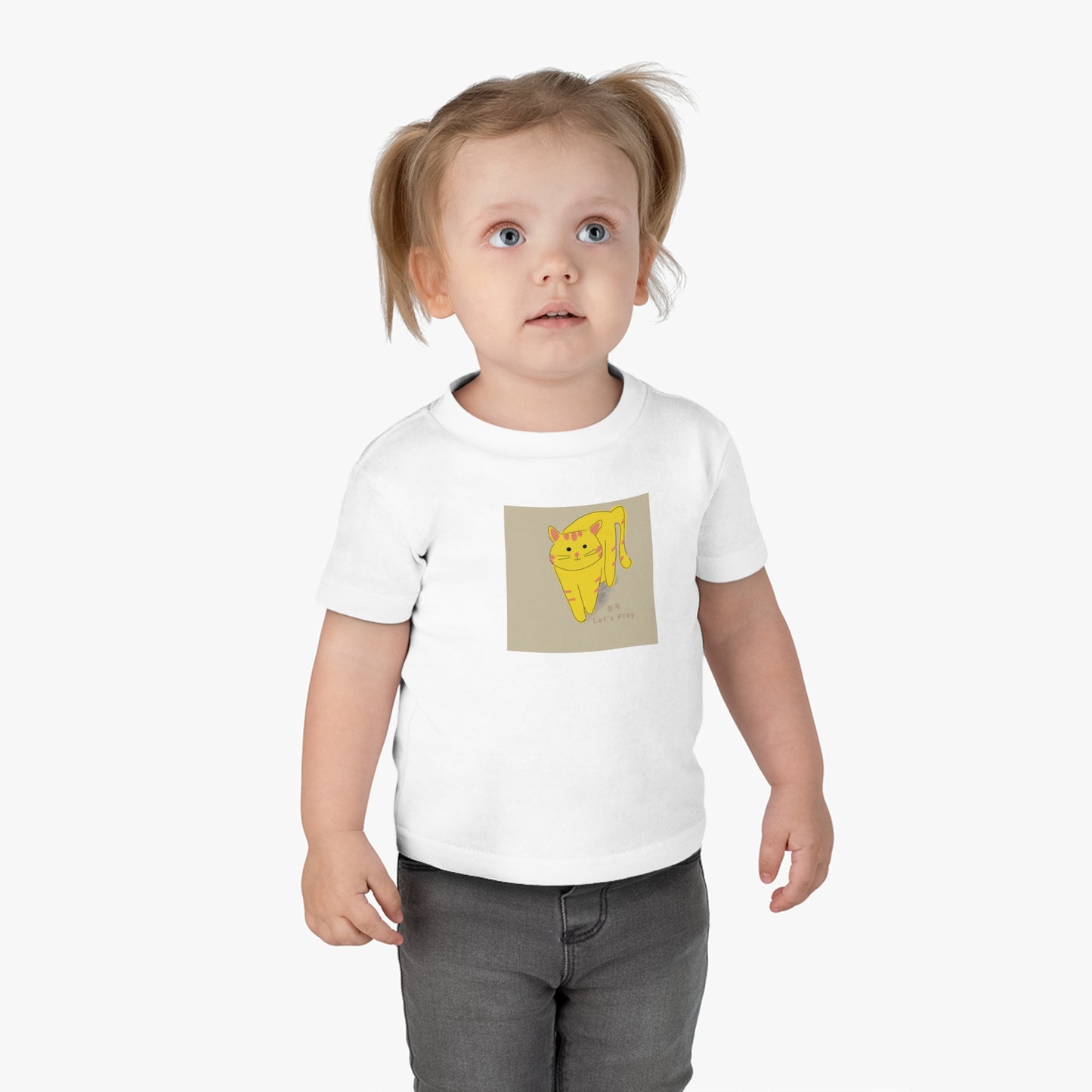 Cute Cat Infant Jersey Tee - 'Let's Play' Graphic