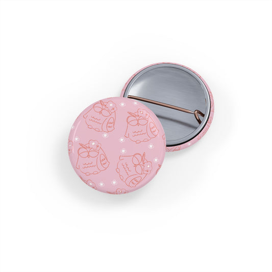 Cute Owl Round Pins, Button Badges for Jackets, Cute Gifts for Friends, Owl Lover Accessories, Pink Owl Pins for Celebrations