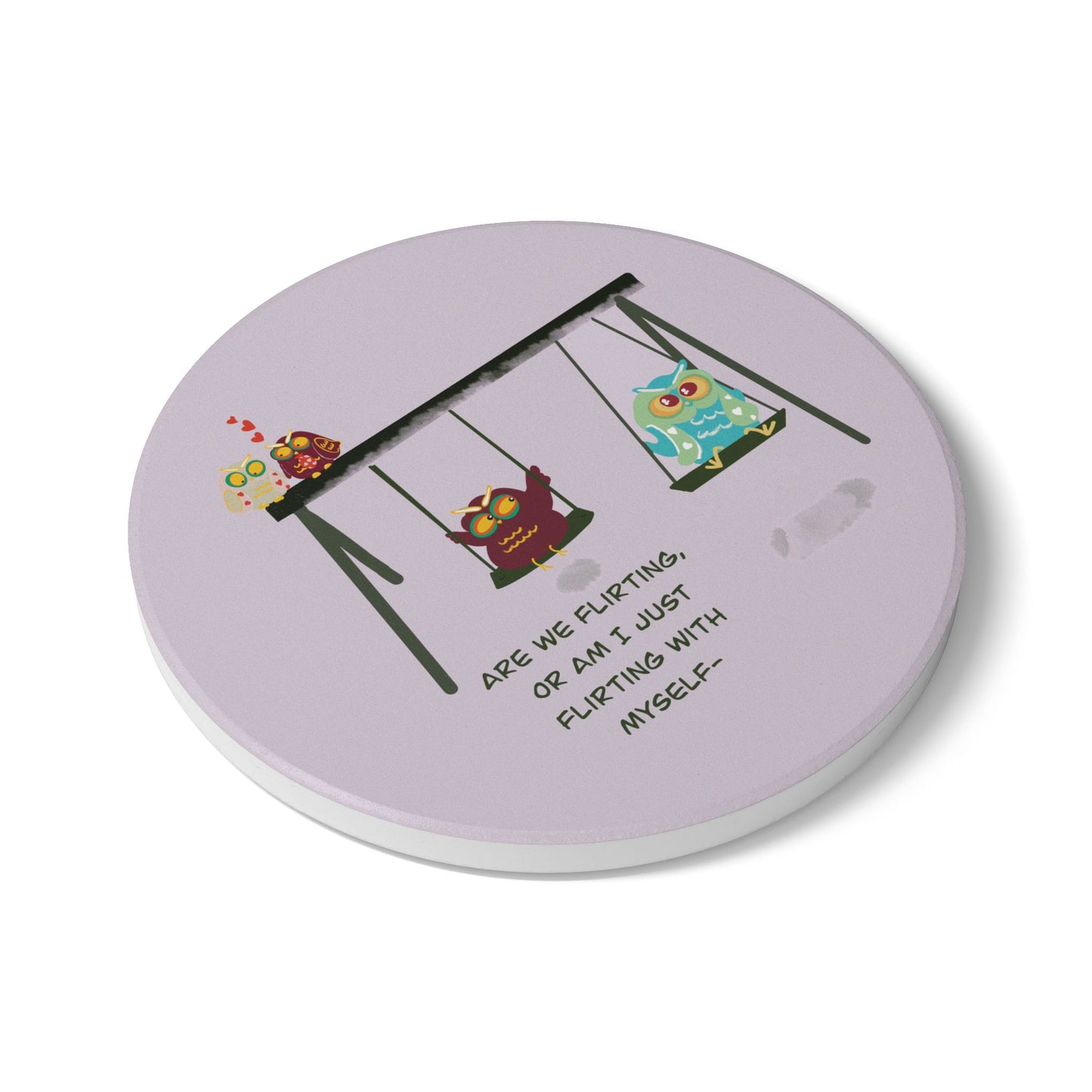 Flirty Owl Ceramic Coaster - Cute & Fun Drinkware Accessory