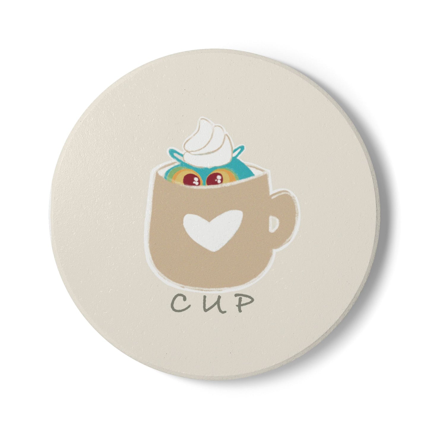 Cute Cup Ceramic Coaster - Fun Drinkware Accessory for Home Decor