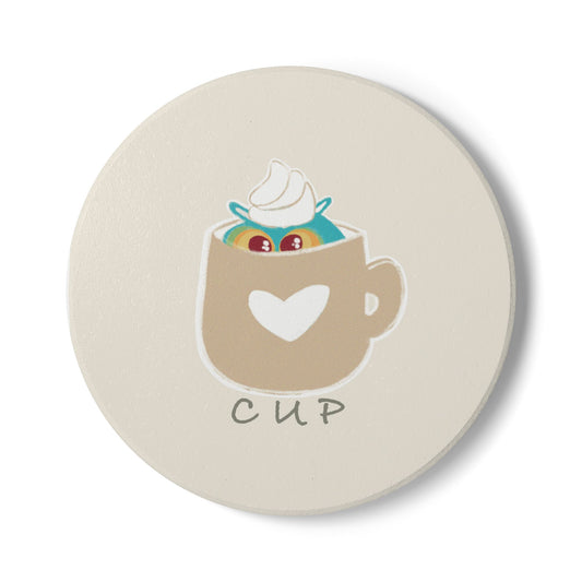 Cute Cup Ceramic Coaster - Fun Drinkware Accessory for Home Decor