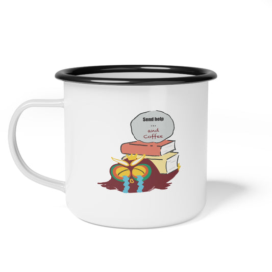 Cozy Enamel Camp Cup with Fun Design - Perfect for Coffee Lovers, Hiking, Camping, Gifts, Personalized Mug