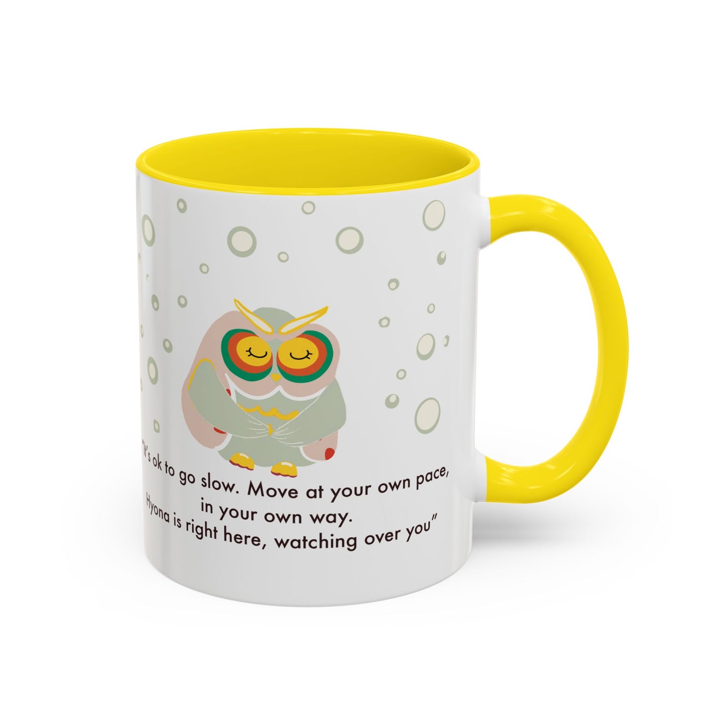 Inspirational Owl Coffee Mug - Relaxing Gift for Coffee Lovers, Motivational Drinkware, Cute Home Decor, Self-Care Reminder