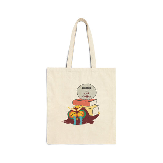 Book Lover's Cotton Canvas Tote Bag, Eco-Friendly Shopping Bag, Gift for Readers, Literary Tote, Coffee Lover's Gift