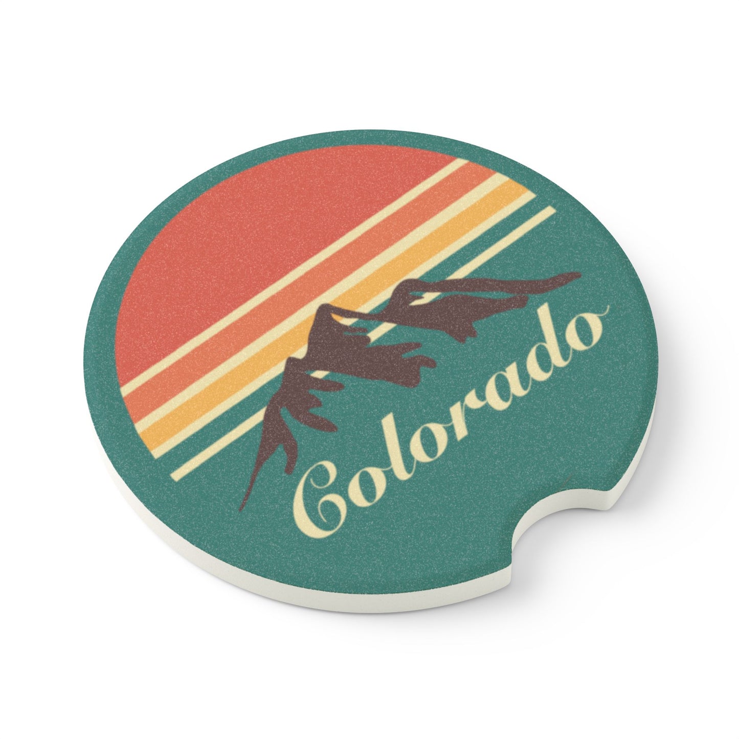 Vintage Colorado Soapstone Car Coaster | Mountain Coaster, Auto Accessories, Gift for Car Enthusiasts, Travel Souvenir, Home Décor