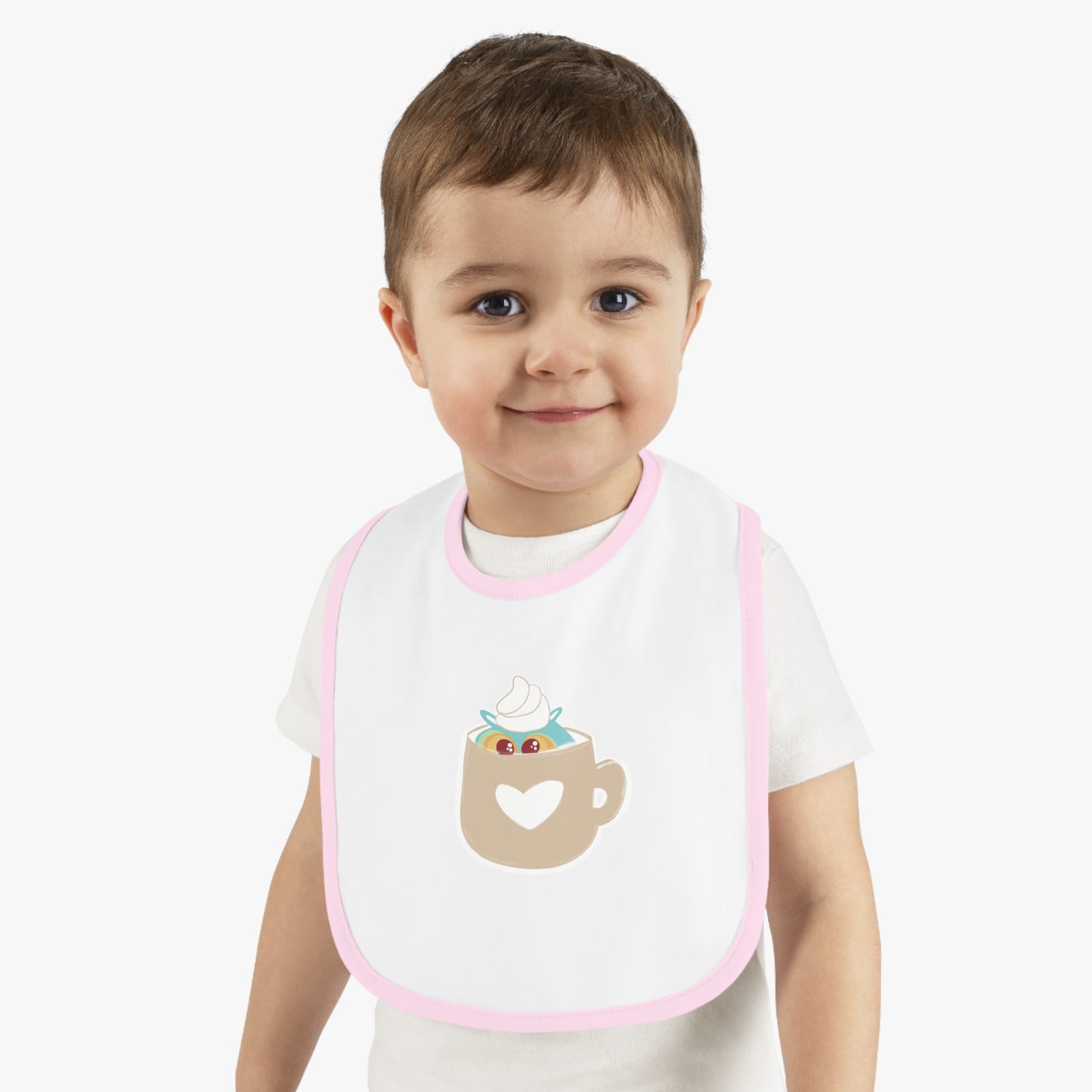 Cute Coffee Mug Baby Bib with Heart Design