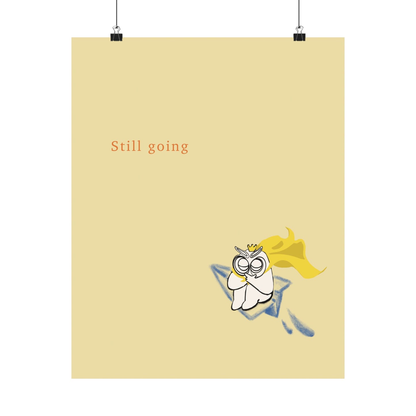Still Going - Minimal Owl Paper Plane Poster | Tomo Illustration art Print