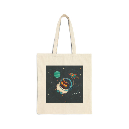 Cosmic Adventure Cotton Canvas Tote Bag, Space Lover Gift, Eco-Friendly Shopping Bag, Fun Cosmic Art, Galaxy Theme Tote