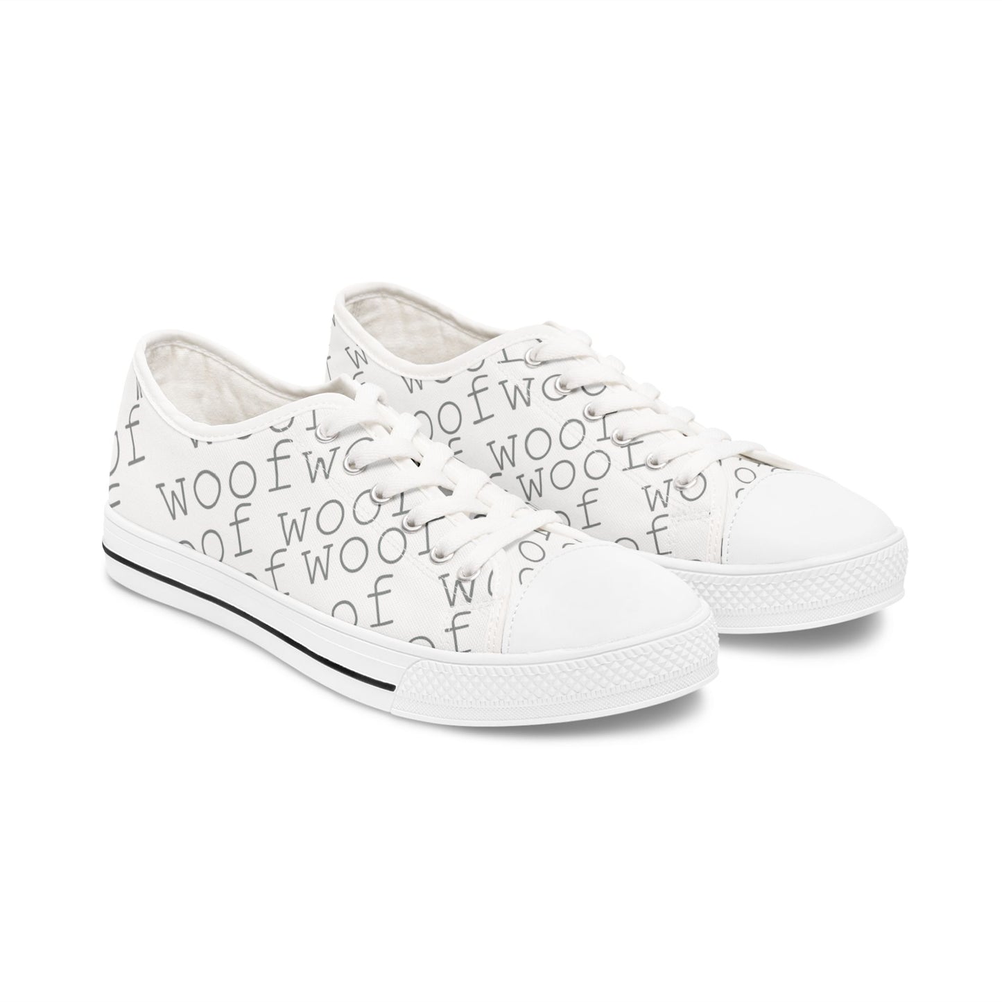 Cute Woof Print Women's Low Top Sneakers, Dog Lover Gifts, Casual Footwear, Everyday Sneakers, Pet Themed Shoes
