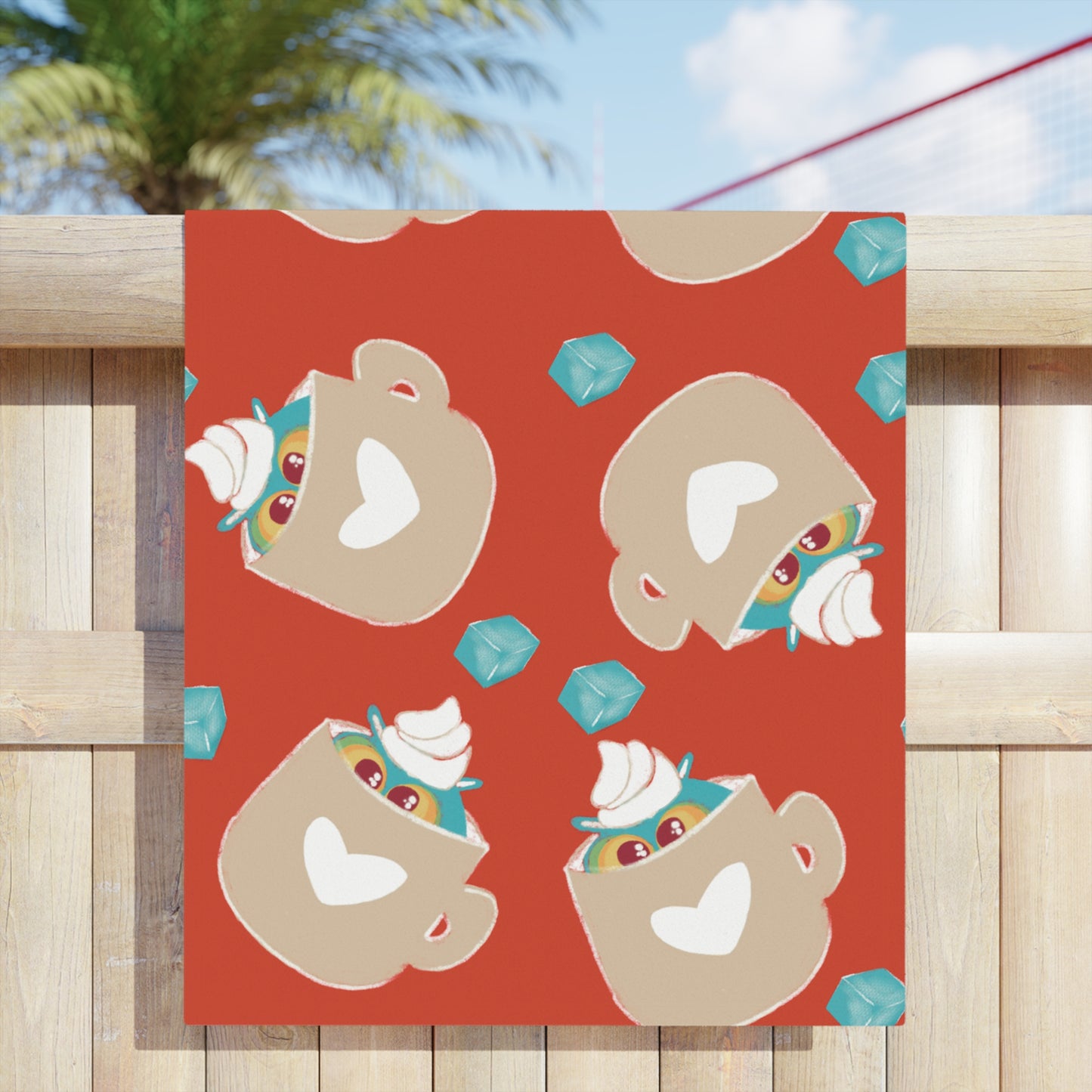 Charming Beach Towels with Cup Design, Fun Towels, Summer Essentials, Pool Days, Gift for Beach Lovers, Unique Beach Decor