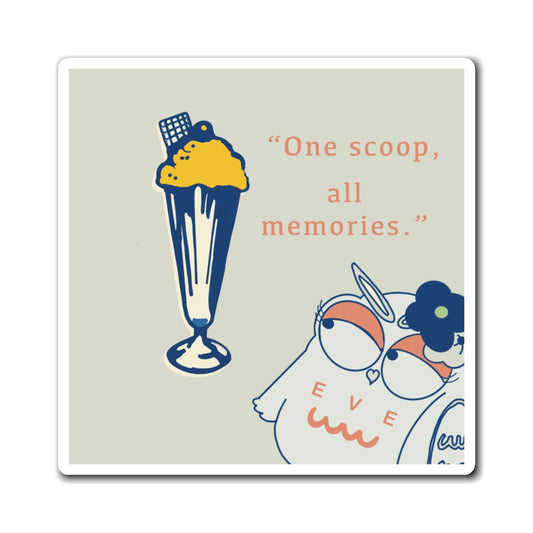 Whimsical Memory Magnet: "One scoop, all memories." Cute Owl Refrigerator Decor, Gift for Ice Cream Lovers, Kitchen Accessories, Fun [...]