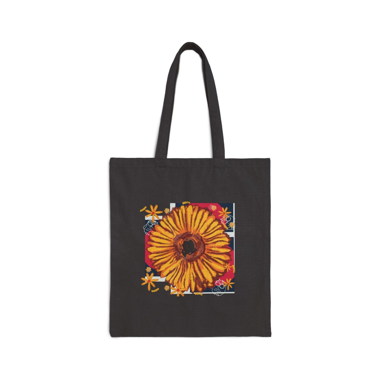 Bright Floral Cotton Canvas Tote Bag, Eco-Friendly Shopping Bag, Reusable Grocery Tote, Gift for Her, Summer Accessories