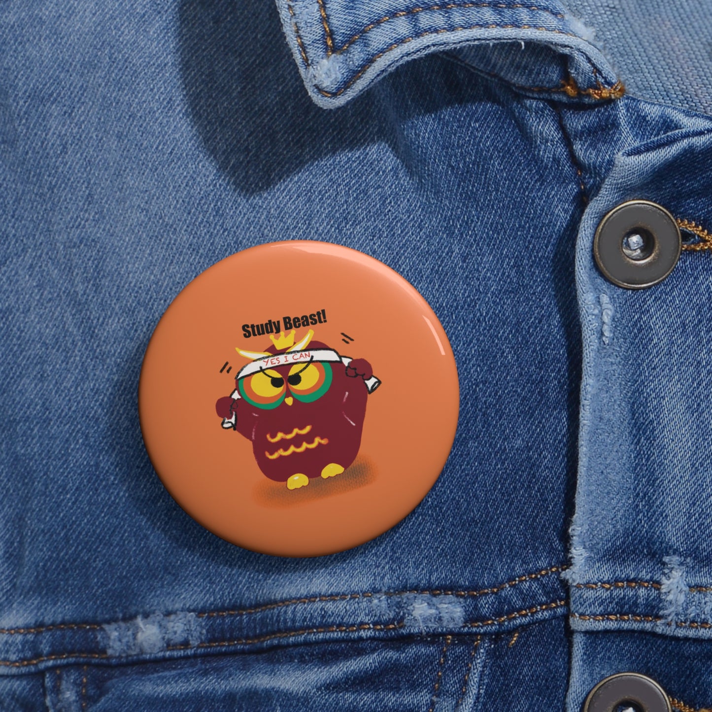 Custom Study Beast Pin Buttons, Cute Owl Pins for Students, Study Motivation Badges, Fun Gifts for Teachers, Unique School Accessories