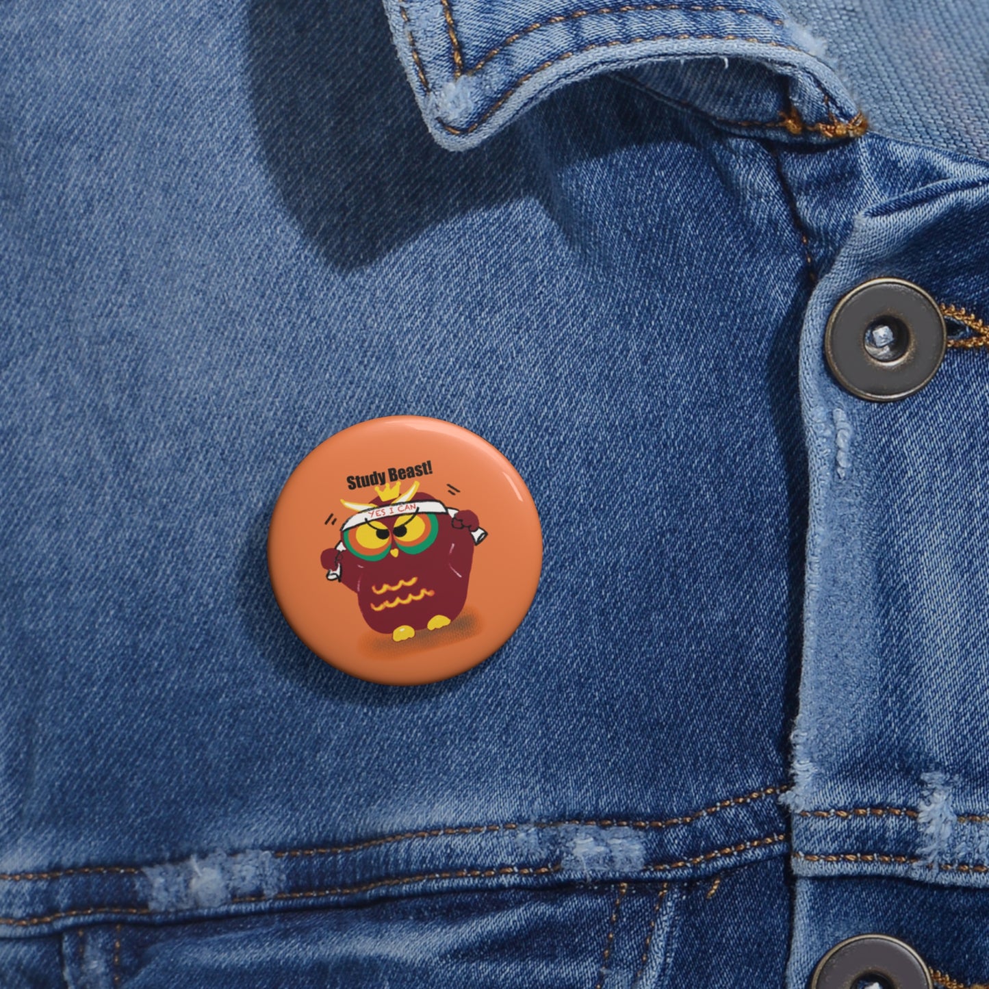 Custom Study Beast Pin Buttons, Cute Owl Pins for Students, Study Motivation Badges, Fun Gifts for Teachers, Unique School Accessories