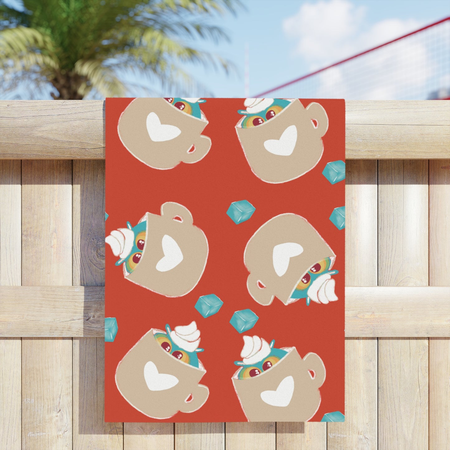 Charming Beach Towels with Cup Design, Fun Towels, Summer Essentials, Pool Days, Gift for Beach Lovers, Unique Beach Decor