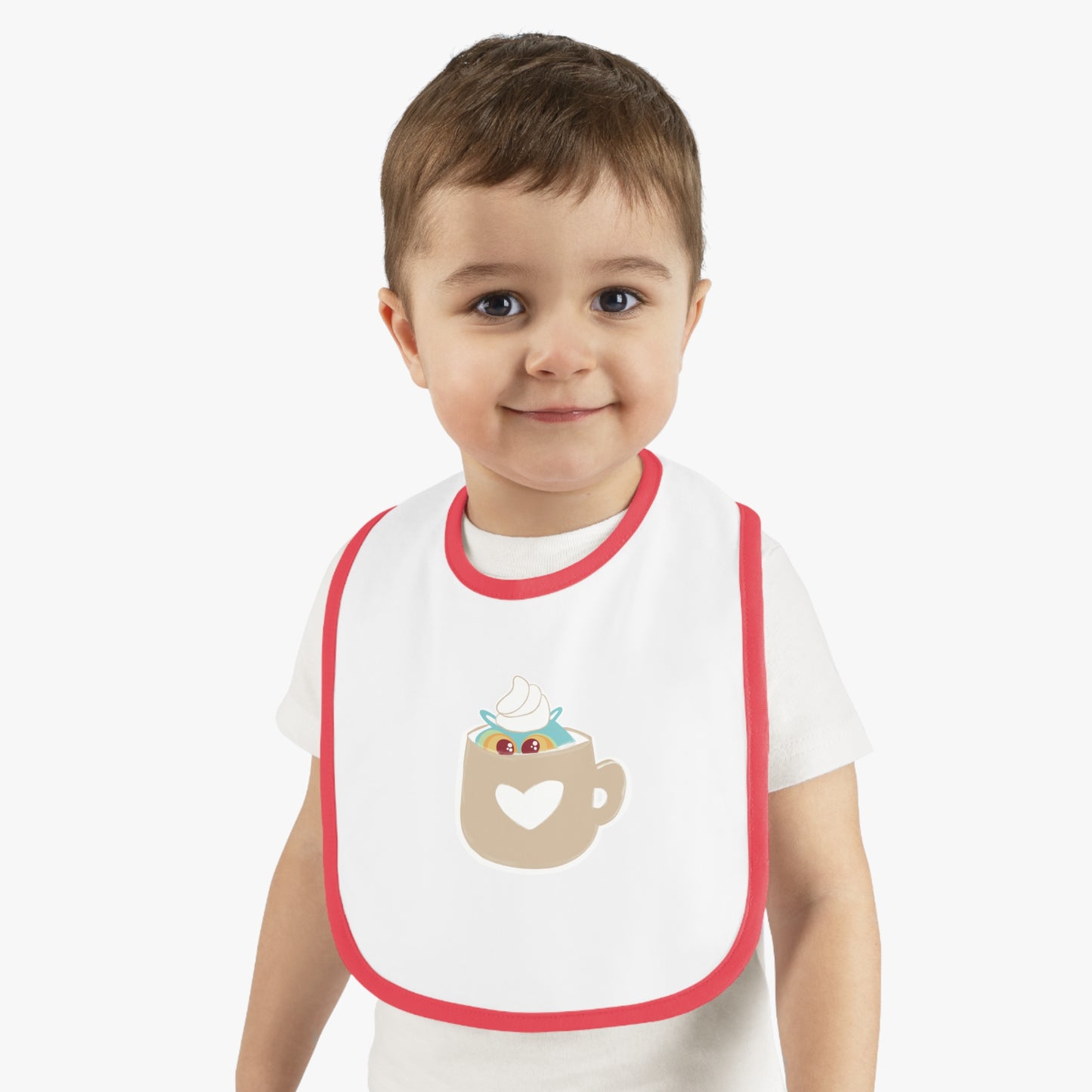 Cute Coffee Mug Baby Bib with Heart Design