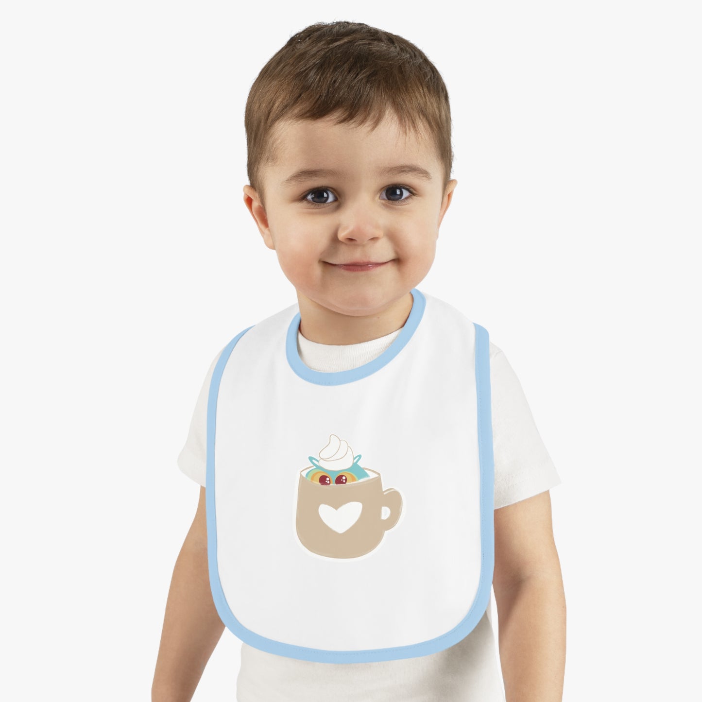 Cute Coffee Mug Baby Bib with Heart Design