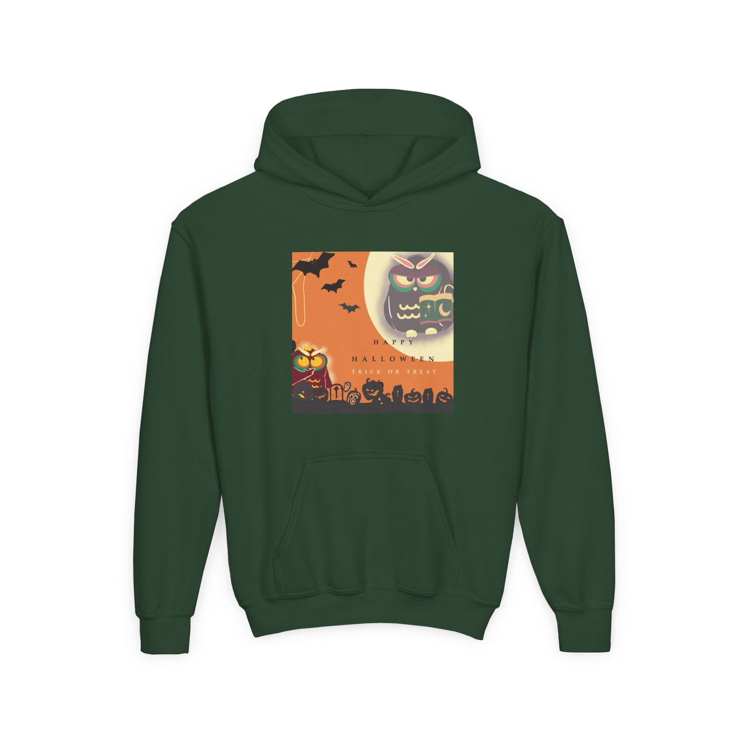 Halloween Owl Youth Hoodie, Cozy Sweatshirt for Kids, Perfect for Fall, Halloween Costume, Gift for Boys and Girls