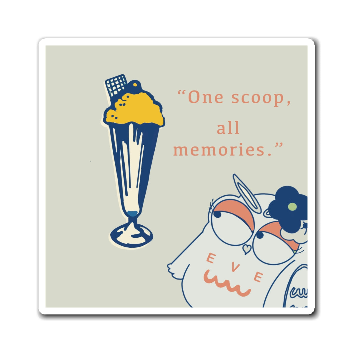 Whimsical Memory Magnet: "One scoop, all memories." Cute Owl Refrigerator Decor, Gift for Ice Cream Lovers, Kitchen Accessories, Fun [...]