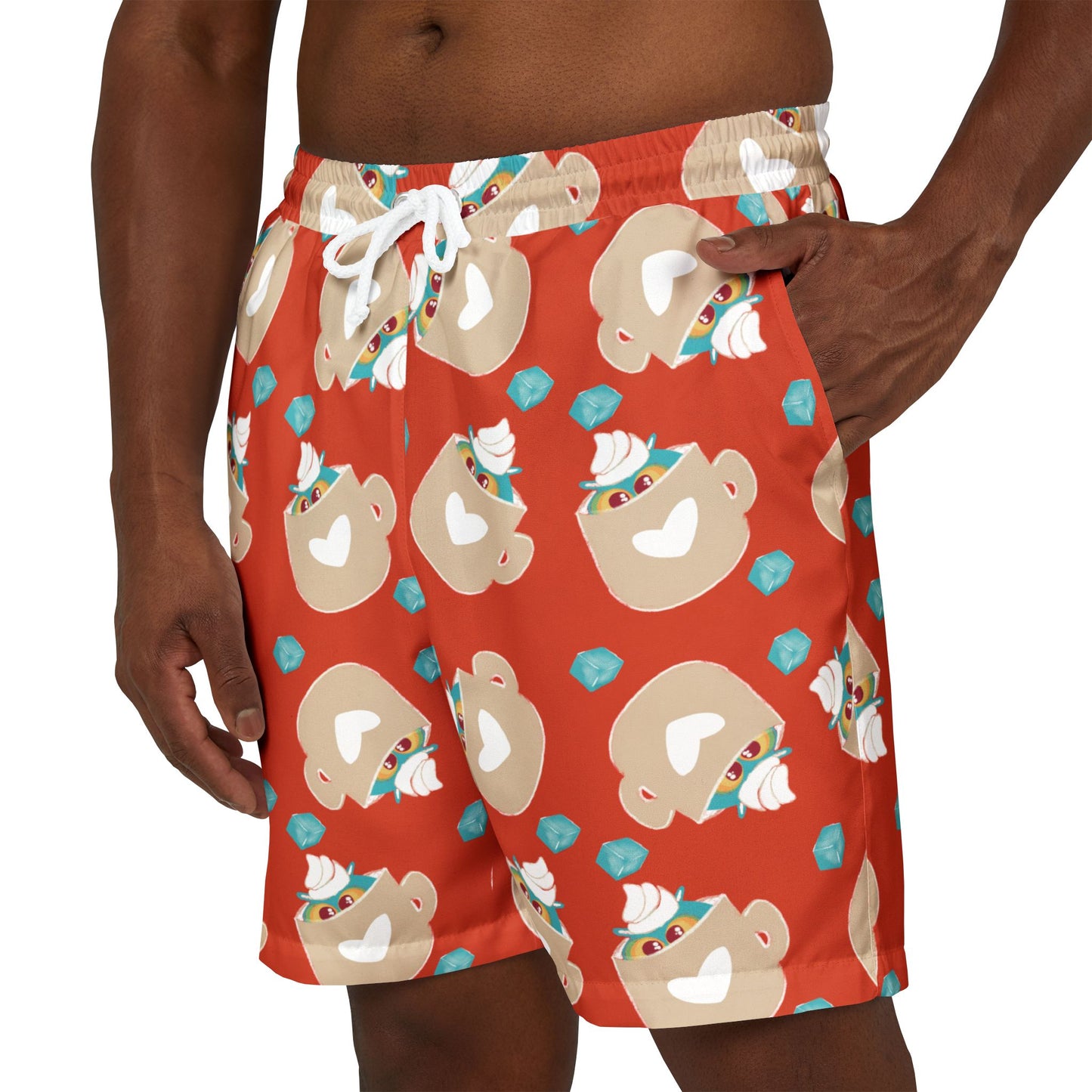 Fun Bear Print Swim Shorts for Summer, Beachwear, Swimwear for Kids and Adults, Pool Party Shorts, Perfect for Vacations