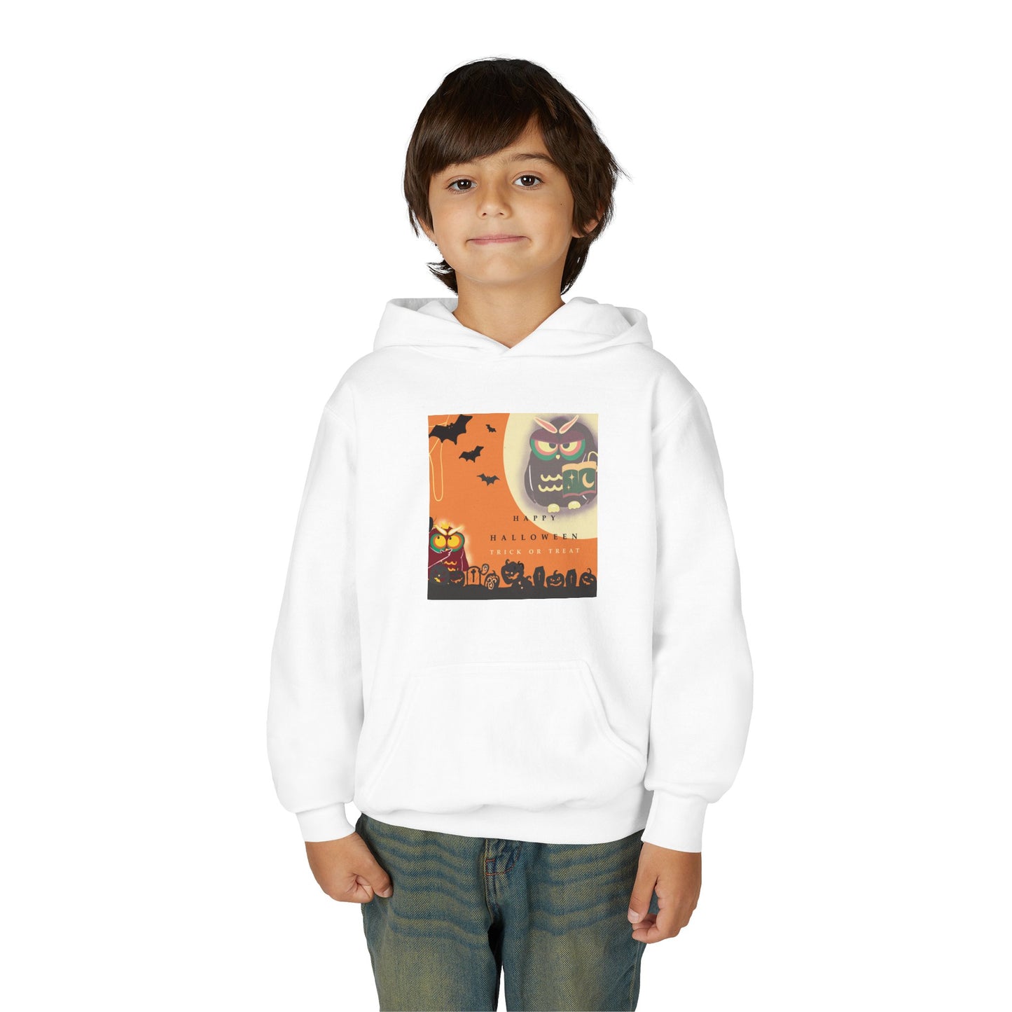 Halloween Owl Youth Hoodie, Cozy Sweatshirt for Kids, Perfect for Fall, Halloween Costume, Gift for Boys and Girls