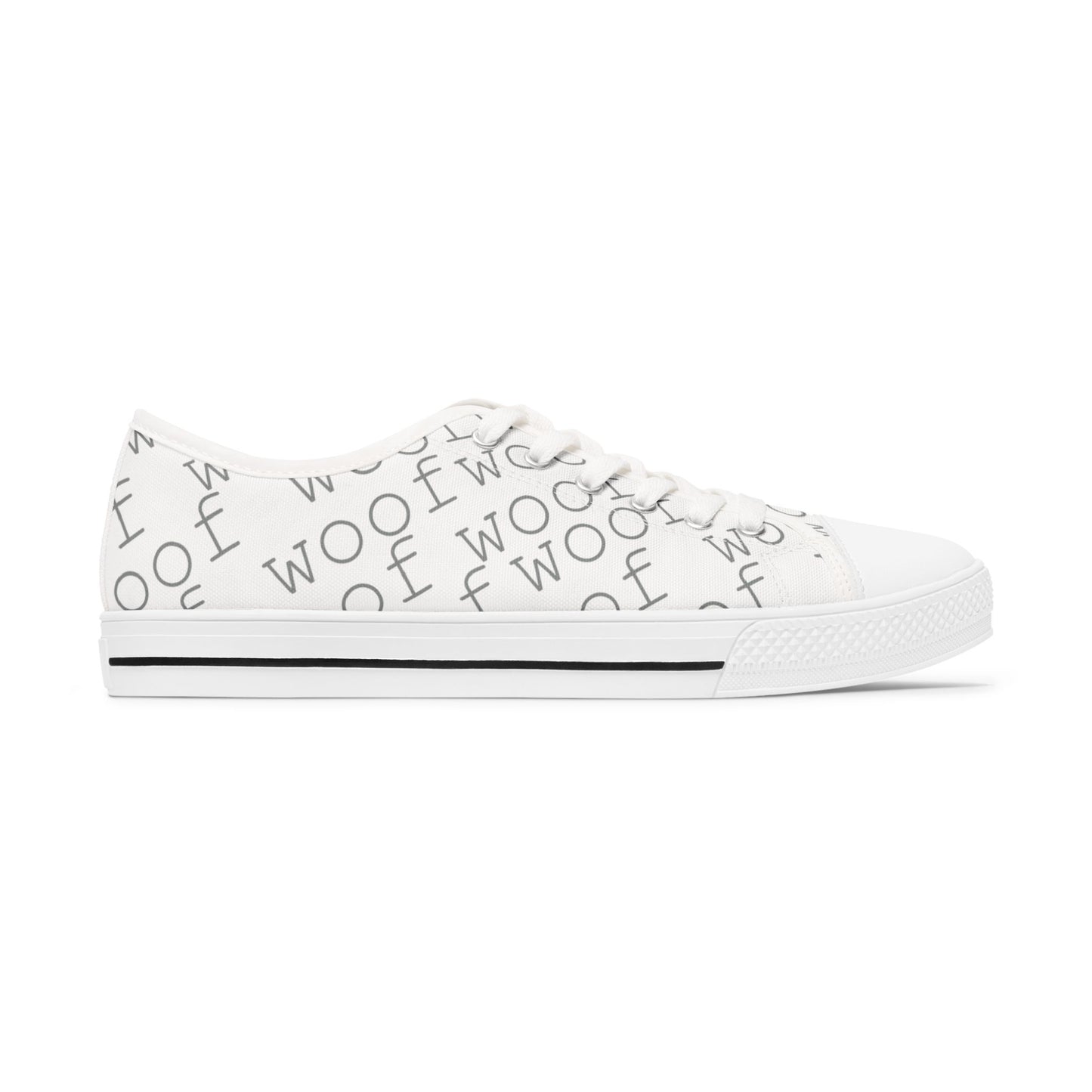 Cute Woof Print Women's Low Top Sneakers, Dog Lover Gifts, Casual Footwear, Everyday Sneakers, Pet Themed Shoes