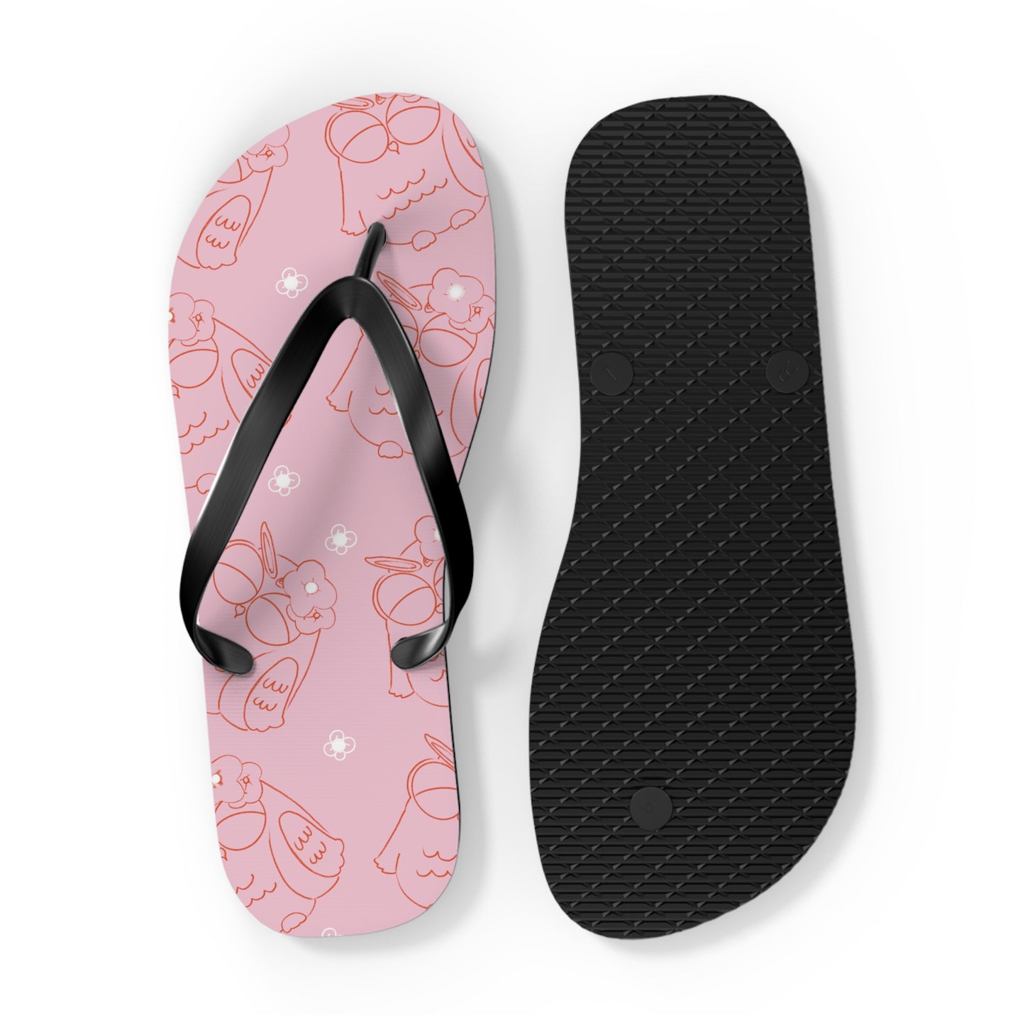 Cute Pink Flip Flops with Owl Design | Summer Footwear, Beach Shoes, Gift for Her, Vacation Essentials, Poolside Sandals