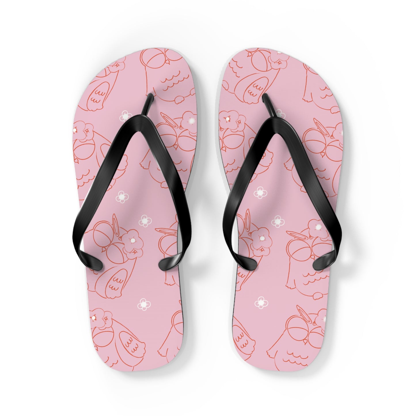 Cute Pink Flip Flops with Owl Design | Summer Footwear, Beach Shoes, Gift for Her, Vacation Essentials, Poolside Sandals