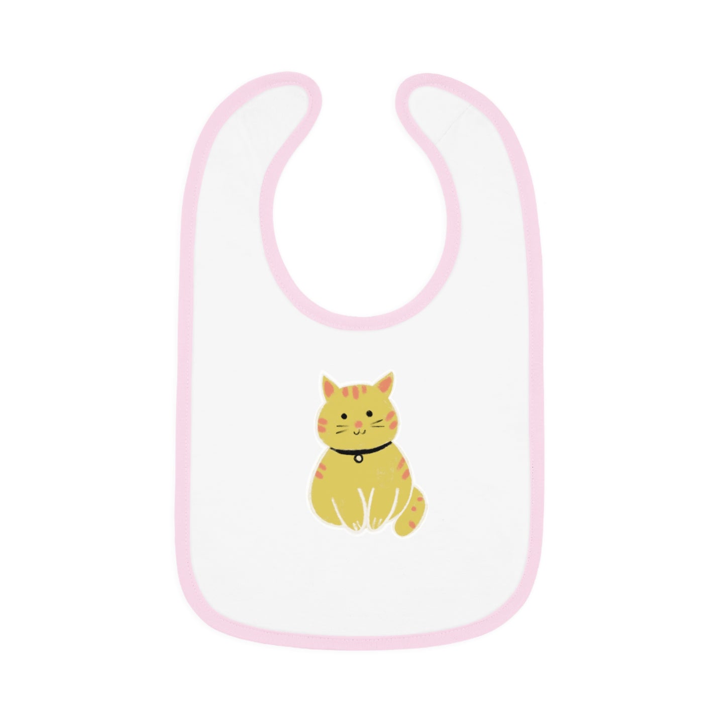Cute Cat Jersey Baby Bib - Adorable Contrast Trim for Mess-Free Mealtime