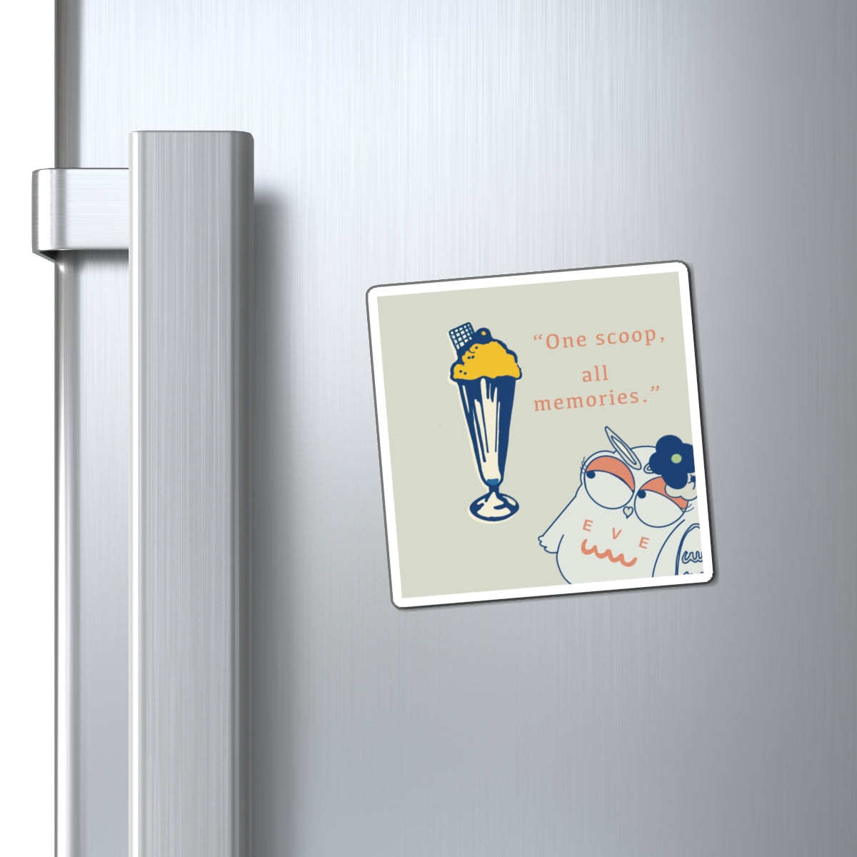 Whimsical Memory Magnet: "One scoop, all memories." Cute Owl Refrigerator Decor, Gift for Ice Cream Lovers, Kitchen Accessories, Fun [...]