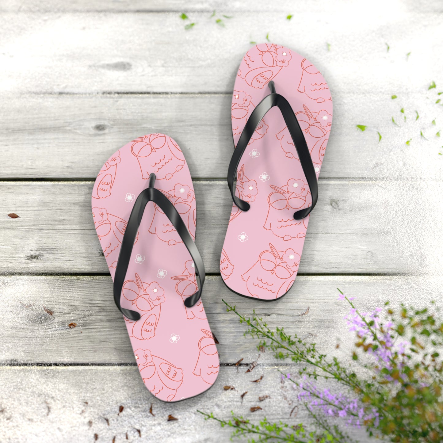 Cute Pink Flip Flops with Owl Design | Summer Footwear, Beach Shoes, Gift for Her, Vacation Essentials, Poolside Sandals