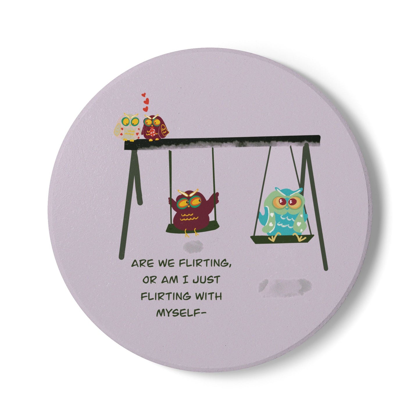 Flirty Owl Ceramic Coaster - Cute & Fun Drinkware Accessory