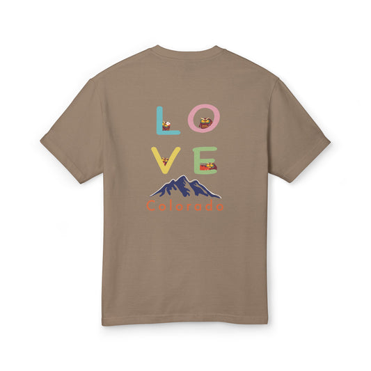 Unisex Vintage Love Colorado Tee - Heavyweight Cotton Shirt with Cute Bear Design