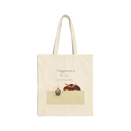 Whimsical Cotton Canvas Tote Bag - 'Happiness is...' Design, Eco-Friendly Shopping Bag, Gift for Friends, Fun Beach Tote, Cute Reusable Bag
