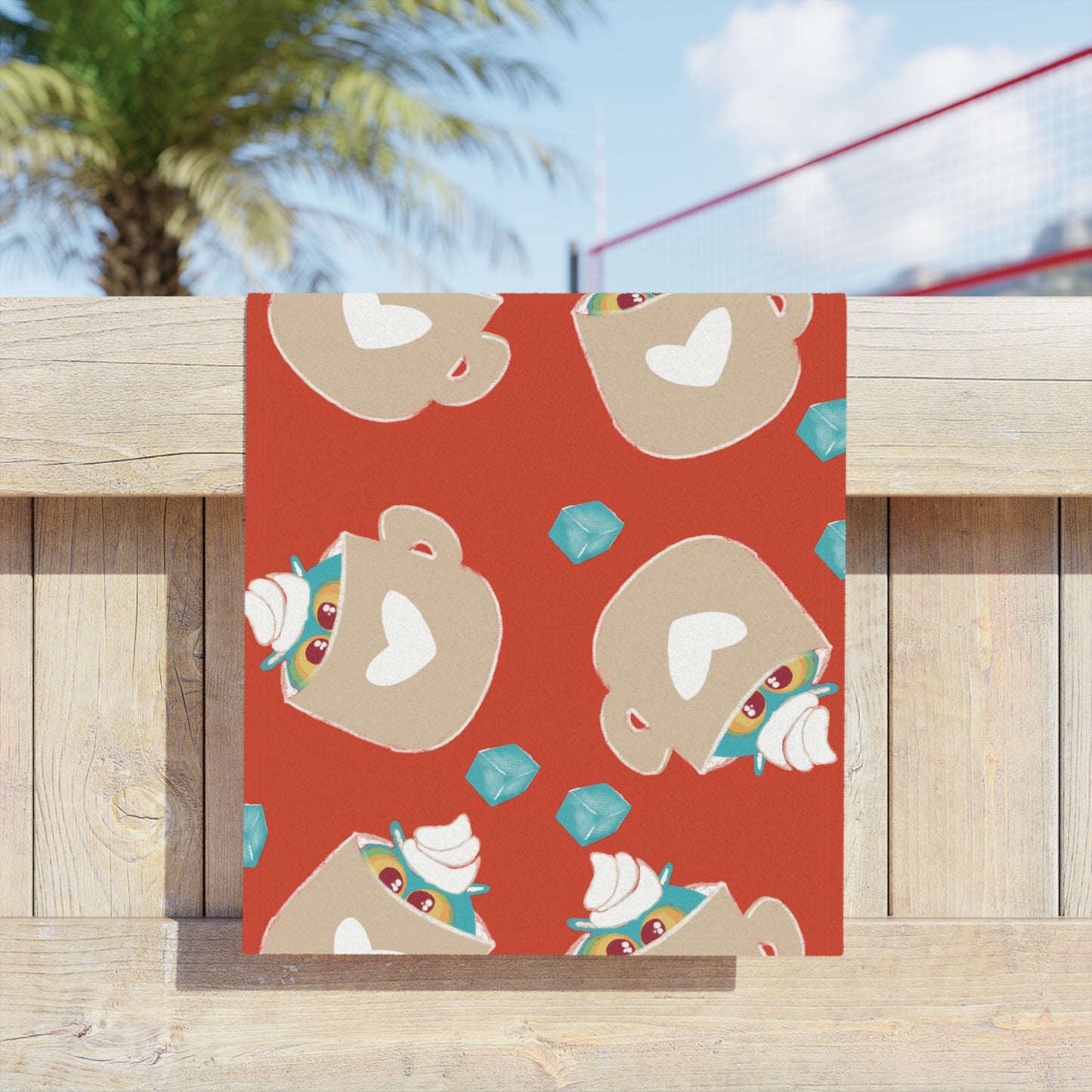 Charming Beach Towels with Cup Design, Fun Towels, Summer Essentials, Pool Days, Gift for Beach Lovers, Unique Beach Decor