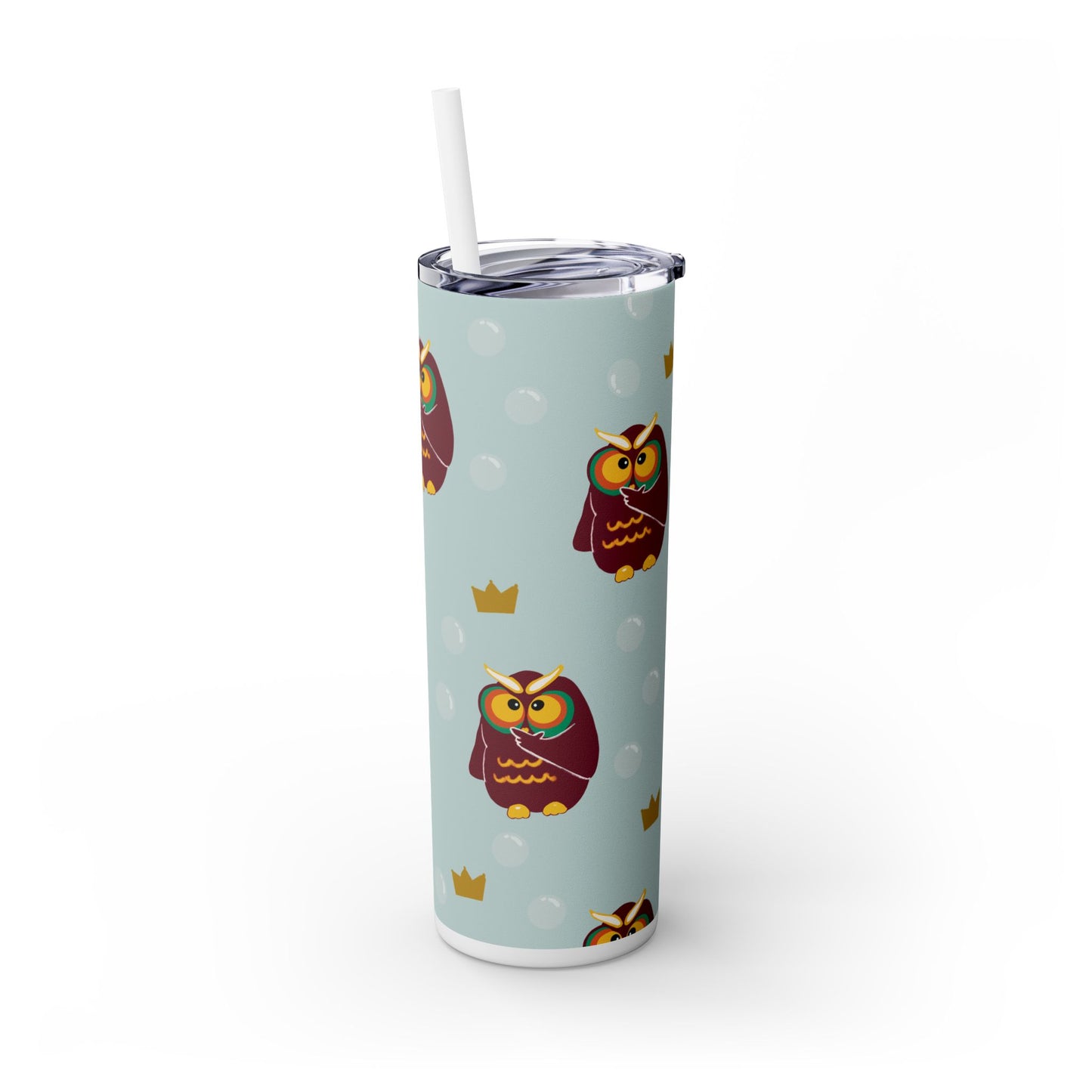 Owl Themed 20oz Skinny Tumbler with Straw - Cute & Fun Drinkware