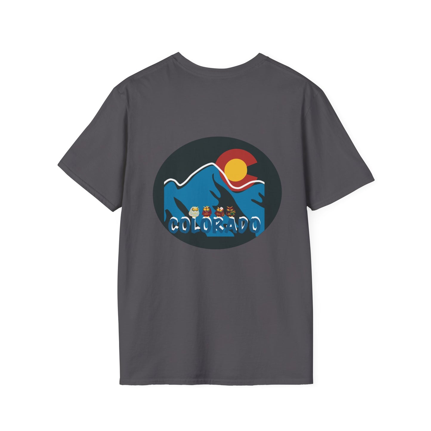 Colorado Mountain Graphic T-Shirt, Unisex Softstyle Tee, Outdoor Adventure Shirt, Vacation Souvenir, Gift for Nature Lovers