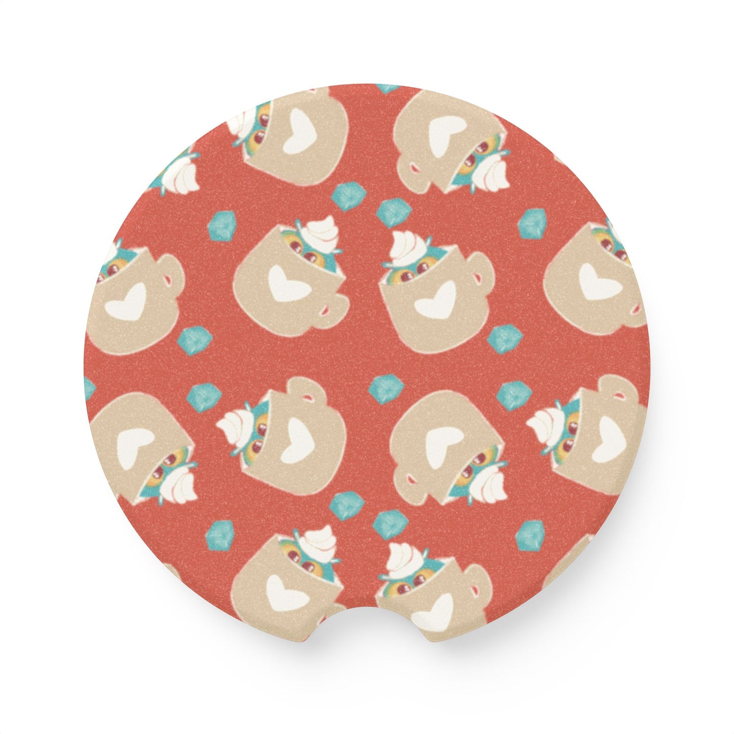 Cute Car Coaster with Heart Design, Soapstone Cup Coaster, Drink Holder for Vehicle, Cute Gifts for Coffee Lovers, Car Accessories