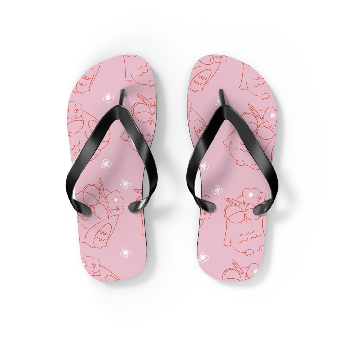 Cute Pink Flip Flops with Owl Design | Summer Footwear, Beach Shoes, Gift for Her, Vacation Essentials, Poolside Sandals