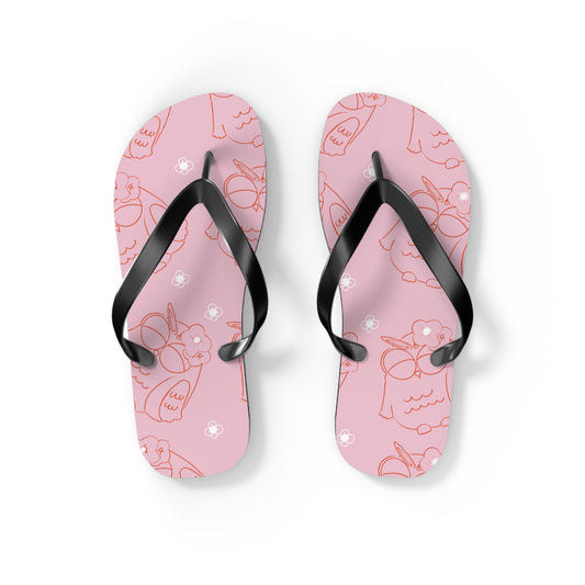 Cute Pink Flip Flops with Owl Design | Summer Footwear, Beach Shoes, Gift for Her, Vacation Essentials, Poolside Sandals