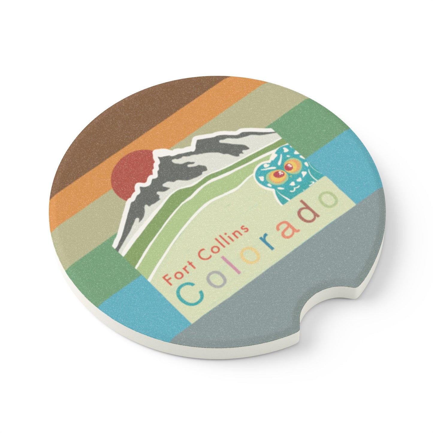 Soapstone Car Coaster featuring Fort Collins Colorado Design, Unique Car Accessory, Travel Gift, Home Decor, Car Interior Decoration