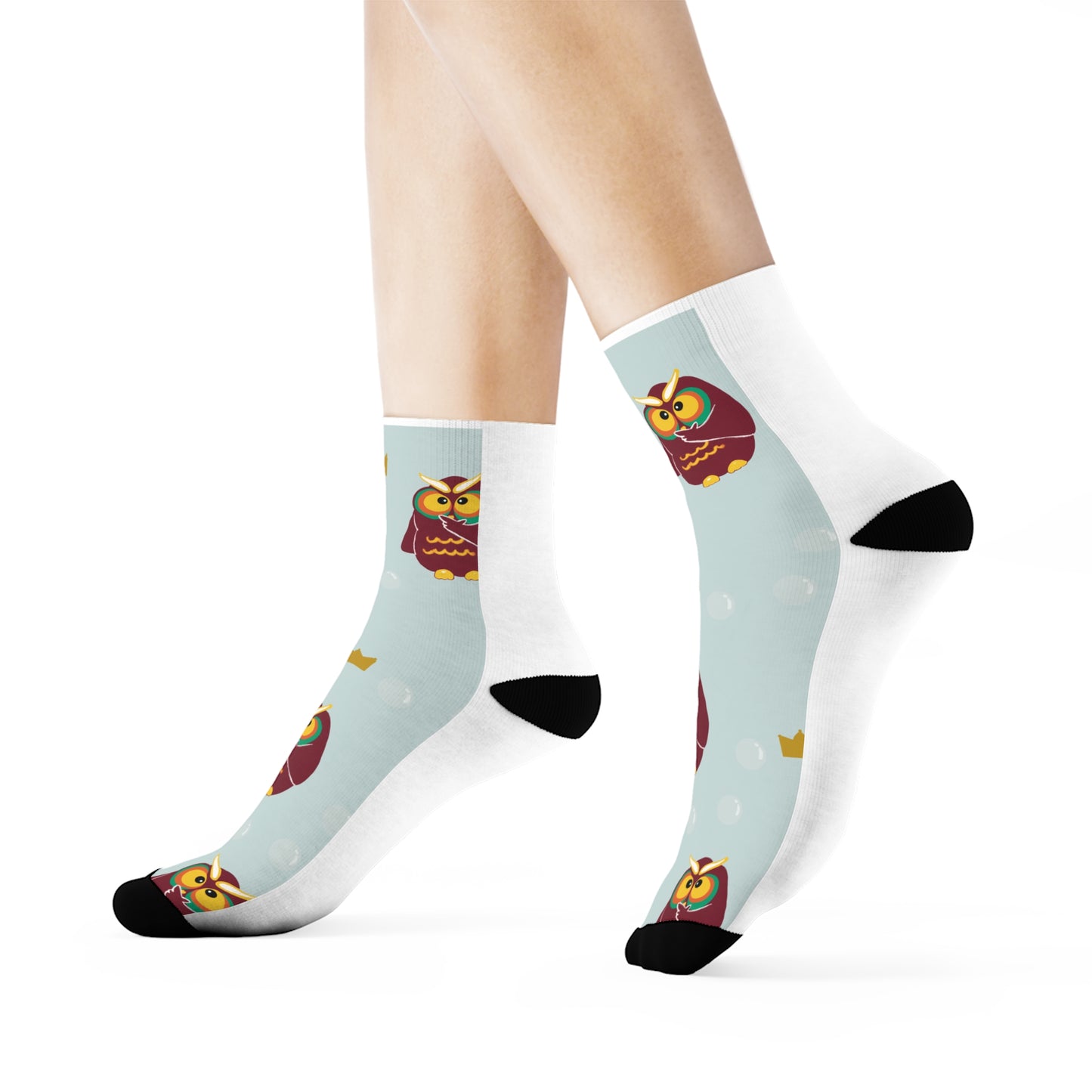 Whimsical Owl Crew Socks - Fun & Cozy Footwear for Animal Lovers