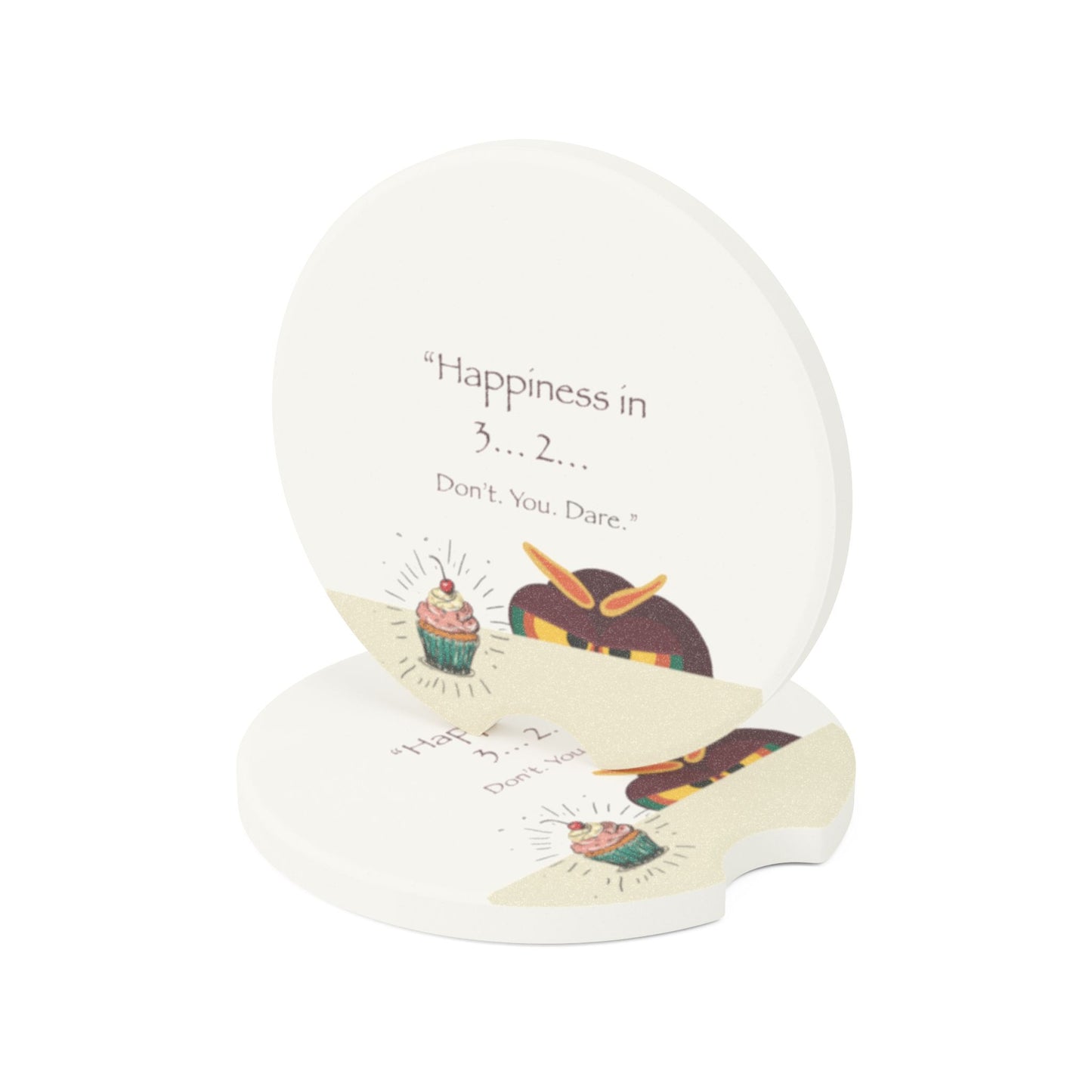 Happiness in 3...2... Soapstone Car Coaster, Cute Car Accessory, Gift for Drivers, Auto Decor, Car Drink Holder