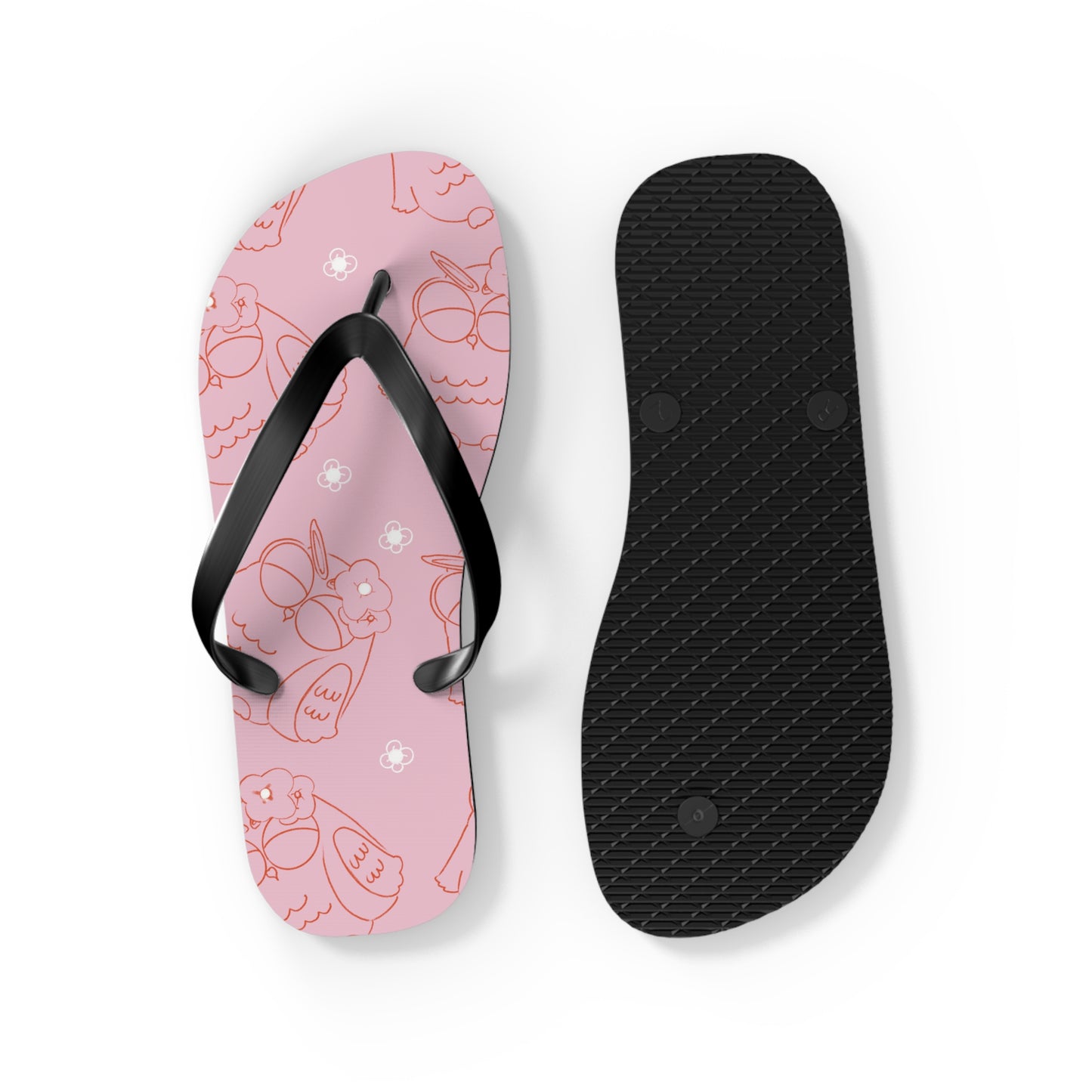 Cute Pink Flip Flops with Owl Design | Summer Footwear, Beach Shoes, Gift for Her, Vacation Essentials, Poolside Sandals