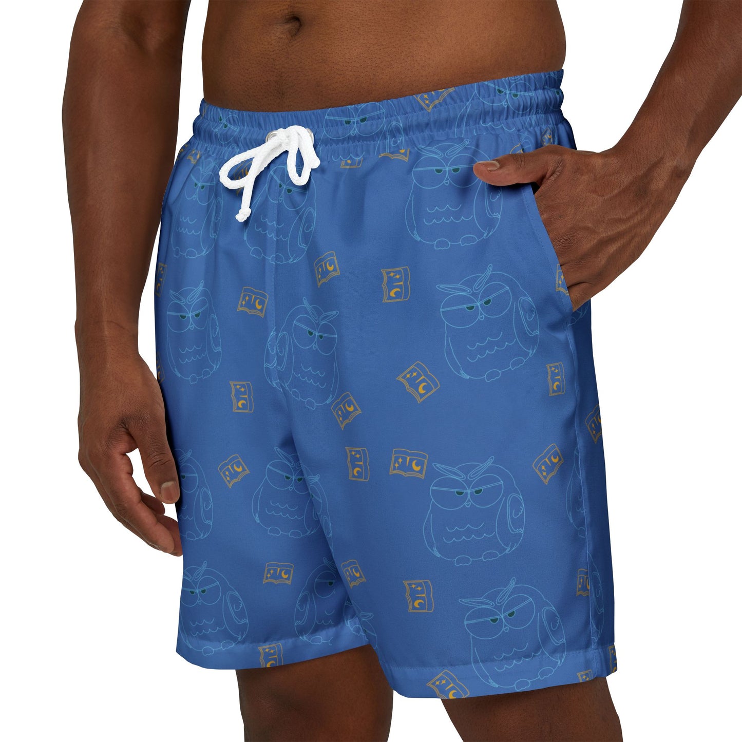 Unisex Swim Shorts with Fun Owl Pattern - Beachwear, Summer Essentials, Pool Party, Vacation Vibes, Gift for Him/Her