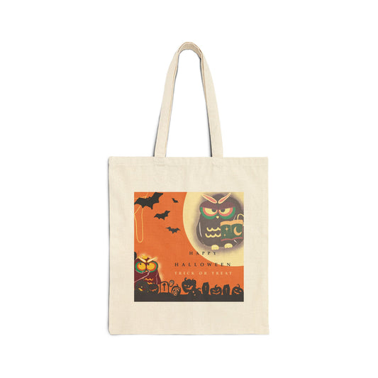 Spooky Halloween Cotton Canvas Tote Bag, Eco-friendly Bag, Trick-or-Treat Tote, Seasonal Shopper, Halloween Decor