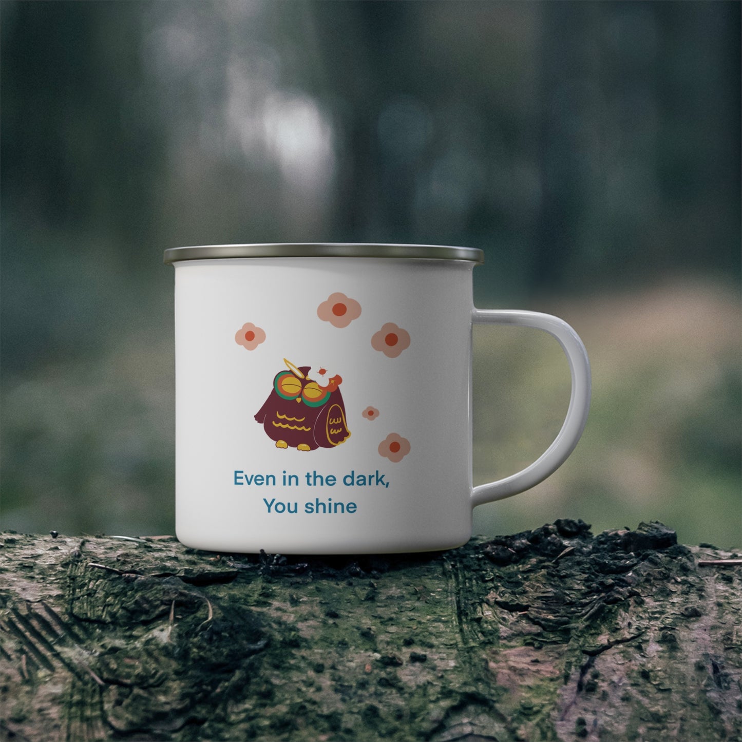 Cozy Enamel Camping Mug with Inspirational Owl Design, Perfect for Outdoor Enthusiasts, Gifts for Nature Lovers, Motivational Mug, [...]